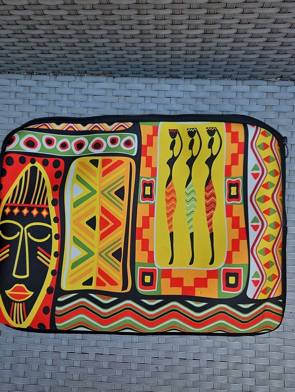 Large Size 12 X 17  Afrocentric  African-Pattern Padded Neoprene Laptop Sleeve